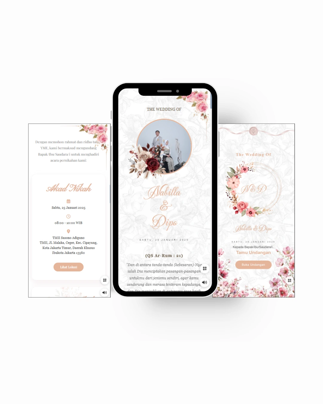 Desain Undangan Digital Pernikahan Minimalist Roseate